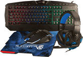Kit Gaming Necnon 4 En 1 Ngc-Kraken Audifono Led, Teclado, Mouse, Mp Azul